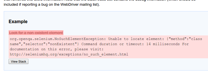 Example of exception message being translated